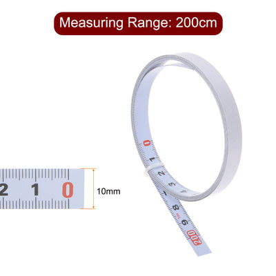 Harfington Adhesive Back Tape Measure 200cm Metric Right to Left Steel Sticky Ruler, White