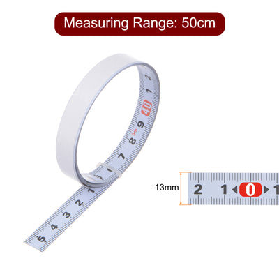 Harfington Adhesive Tape Measure 50cm Middle to Both Sides Read Steel Sticky Ruler, White