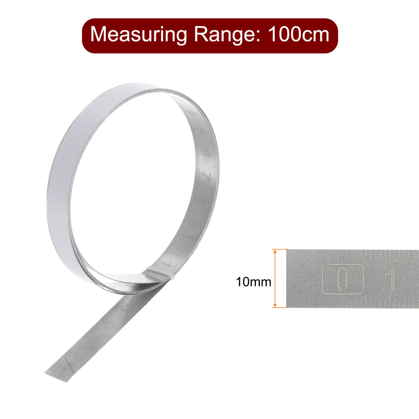 Harfington 2pcs Adhesive Tape Measure 100cm Left to Right Read Stainless Steel Sticky Ruler