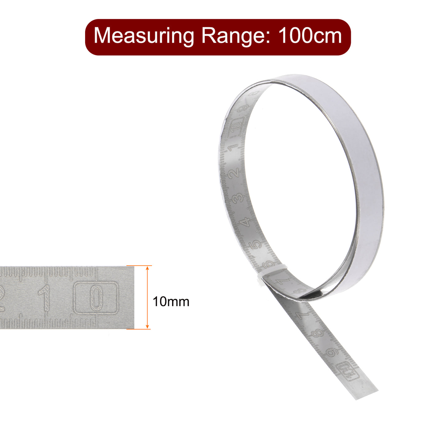 Harfington Adhesive Tape Measure 100cm Right to Left Stainless Steel Sticky Ruler