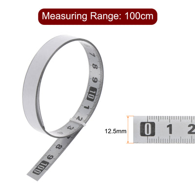 Harfington Adhesive Tape Measure 100cm Left to Right Read Steel Sticky Ruler, Silver Tone