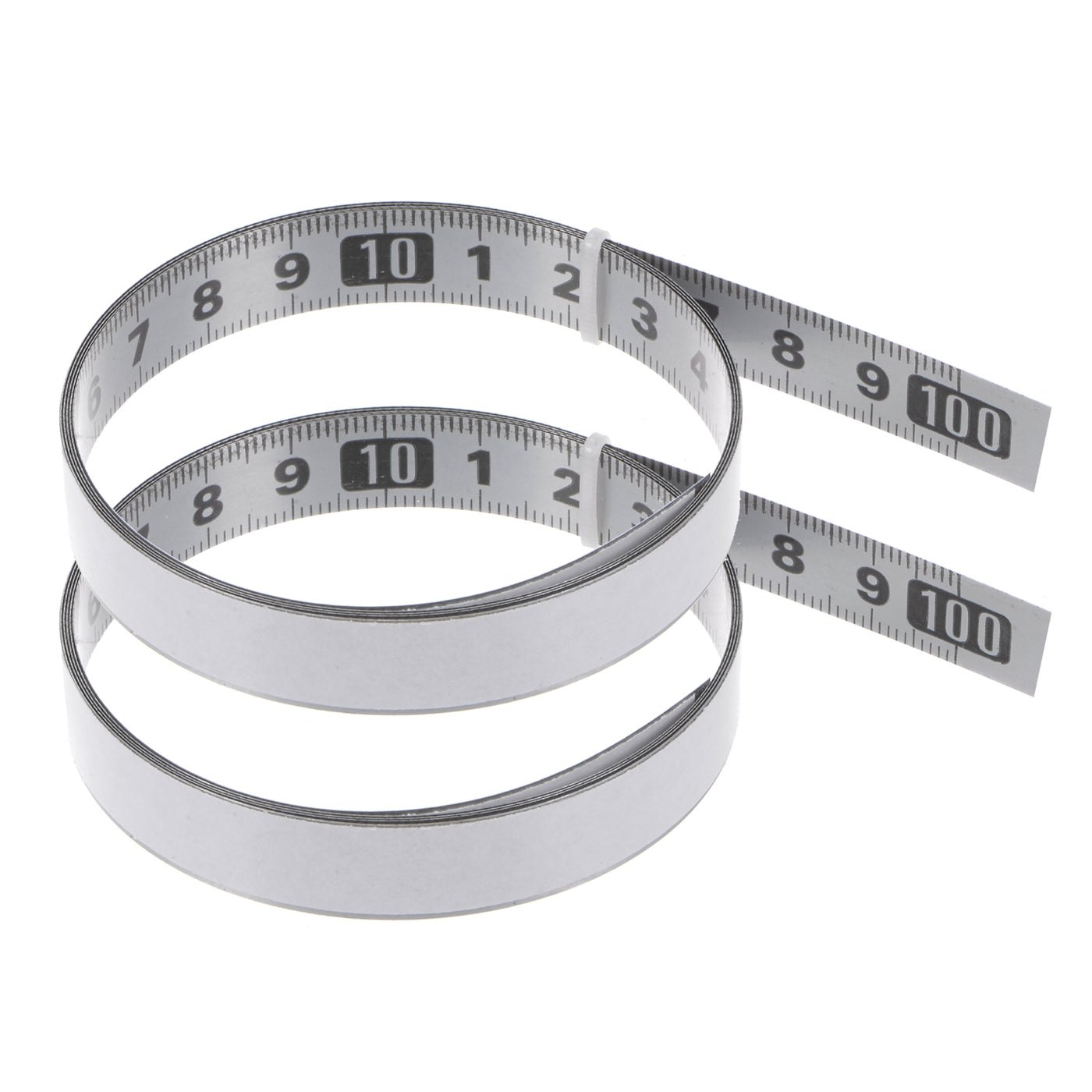 Harfington 2 x Adhesive Tape Measure 100cm Left to Right Read Steel Sticky Ruler, Silver