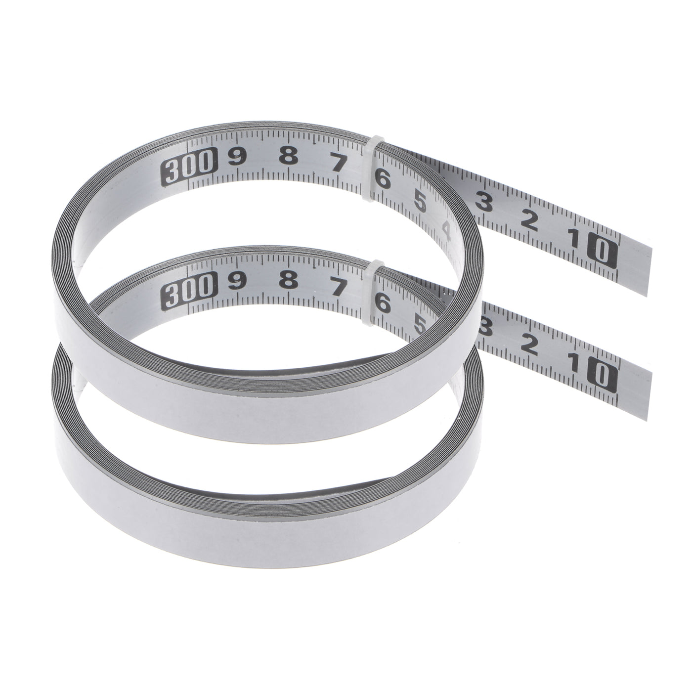 Harfington 2pcs Adhesive Tape Measure 300cm Right to Left Steel Sticky Ruler, Silver Tone