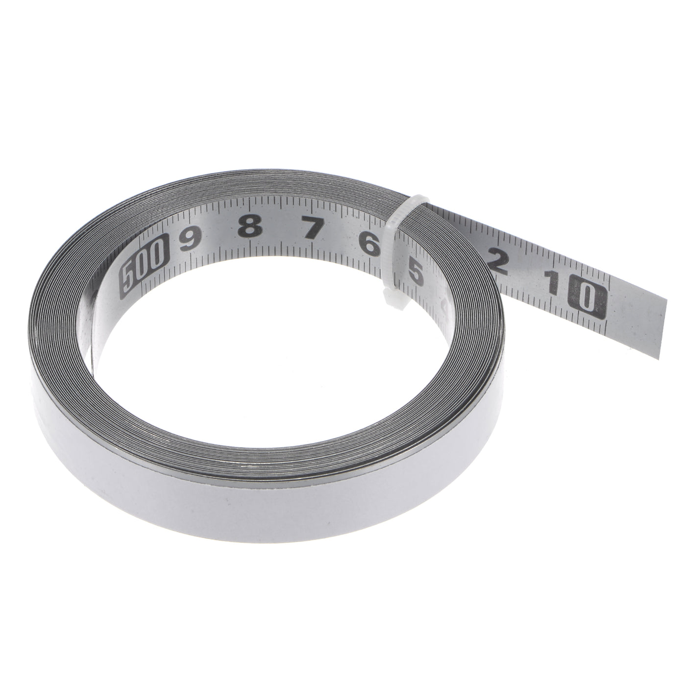 Harfington Adhesive Tape Measure 500cm Metric Right to Left Steel Sticky Ruler, Silver Tone