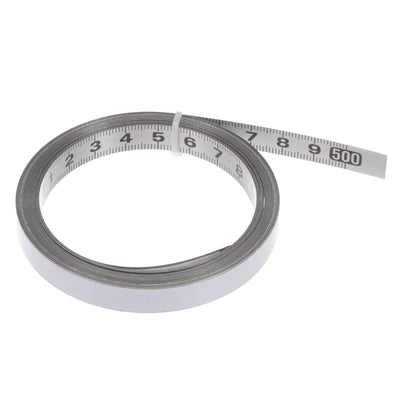 Harfington Adhesive Back Tape Measure 500cm Left to Right Read Steel Sticky Ruler, Silver