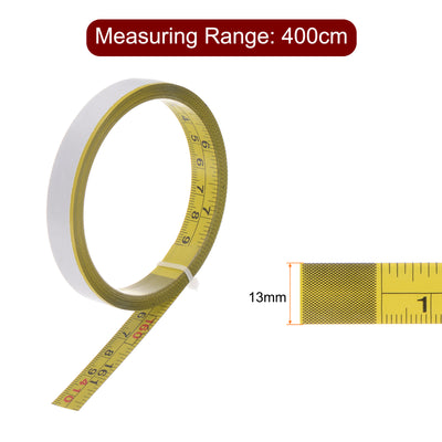 Harfington Adhesive Tape Measure 160 Inch/4M Left to Right Read Steel Sticky Ruler, Yellow