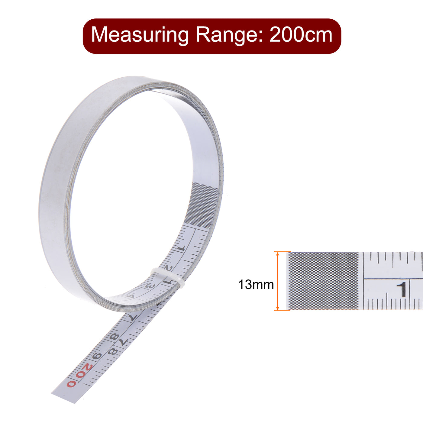 Harfington Adhesive Tape Measure 80 Inch/2M Left to Right Read Steel Sticky Ruler, White