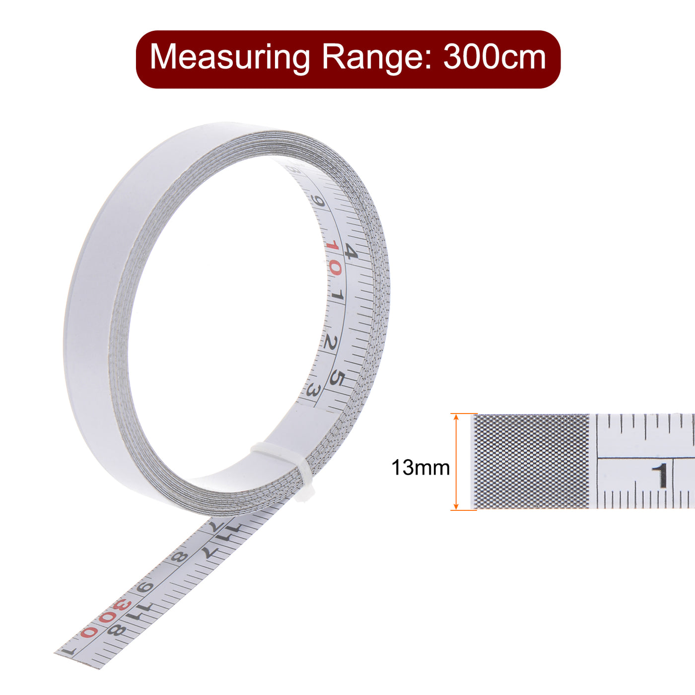Harfington Adhesive Tape Measure 120 Inch/300cm Left to Right Read Steel Sticky Ruler White