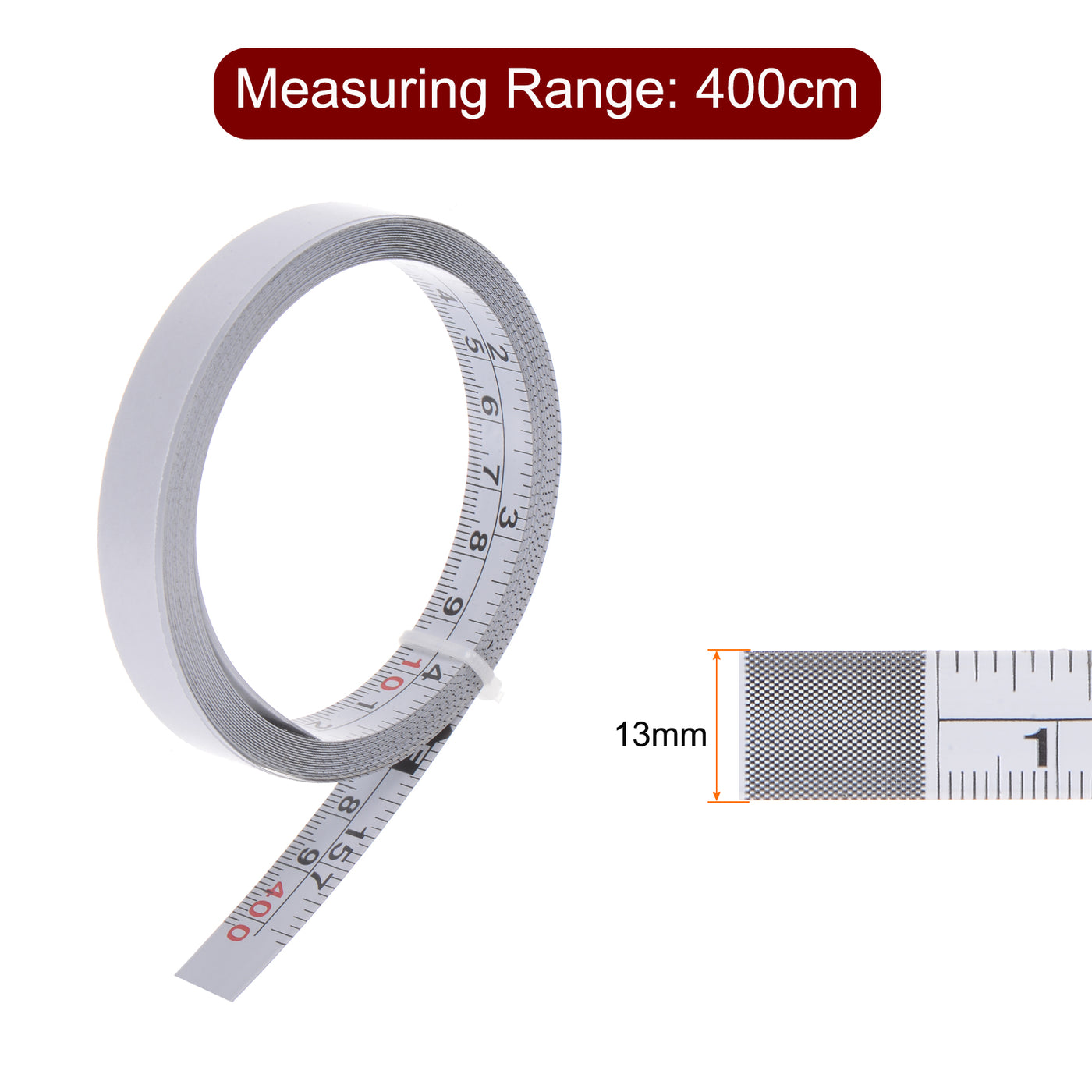 Harfington Adhesive Tape Measure 160 Inch/4M Left to Right Read Steel Sticky Ruler, White