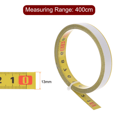 Harfington Adhesive Tape Measure 400cm Metric Right to Left Steel Sticky Ruler, Yellow
