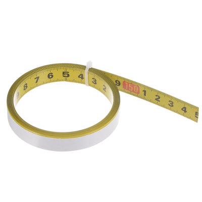 Harfington Adhesive Tape Measure 150cm Middle to Both Sides Read Steel Sticky Ruler, Yellow