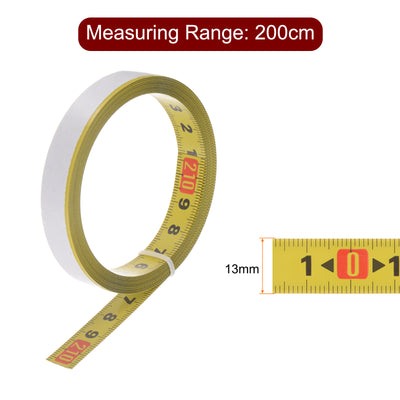 Harfington Adhesive Tape Measure 200cm Middle to Both Sides Read Steel Sticky Ruler, Yellow