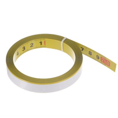 Harfington Adhesive Tape Measure 250cm Middle to Both Sides Read Steel Sticky Ruler, Yellow