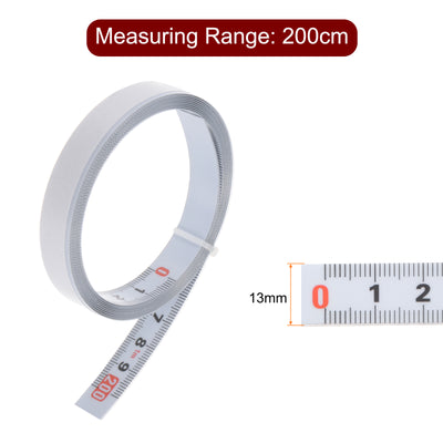 Harfington Adhesive Tape Measure 200cm Left to Right Read Nylon-coated Steel Ruler, White