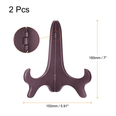 Harfington Uxcell 2pcs 7" Easel Plate Holder, Wood-like Plastic Folding Display Stand Purple for Decorative Picture Frame