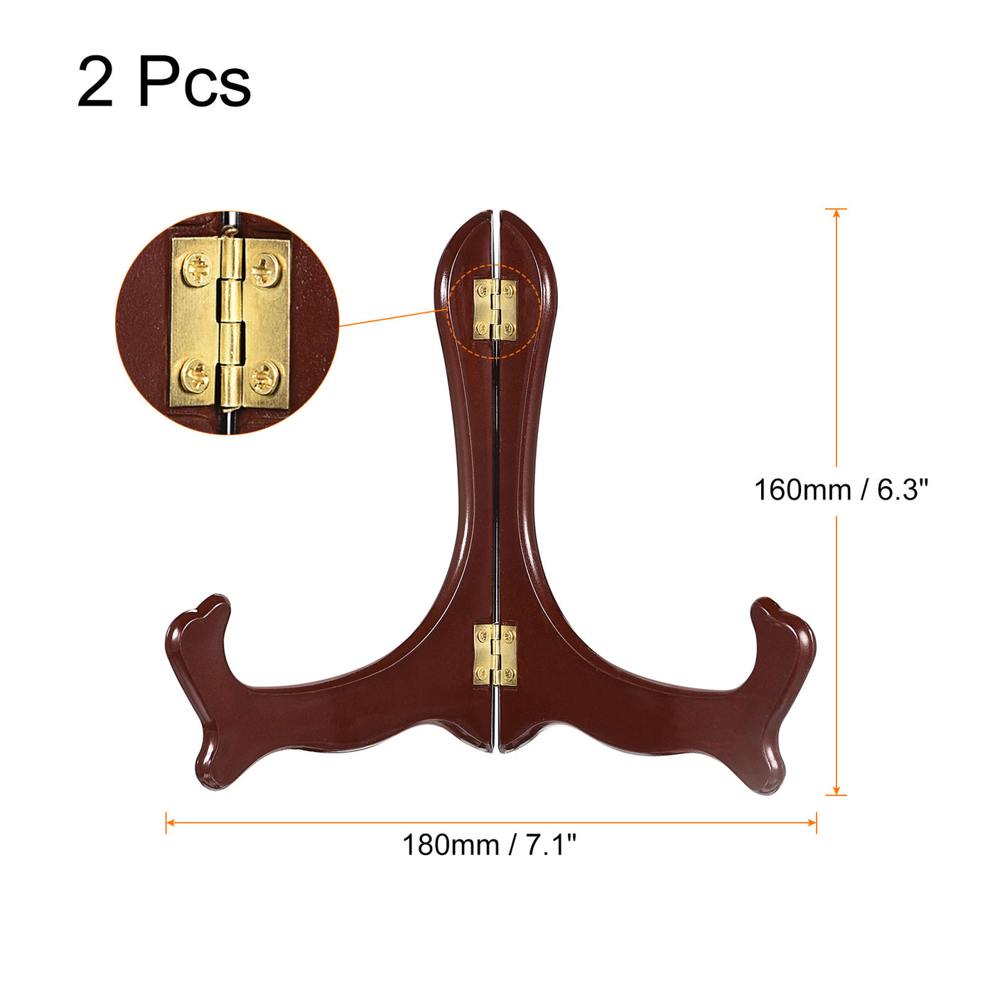 uxcell Uxcell 2pcs 6.3" Easel Plate Holder, Wood-like Plastic Folding Display Stand Brown for Decorative Picture Frame