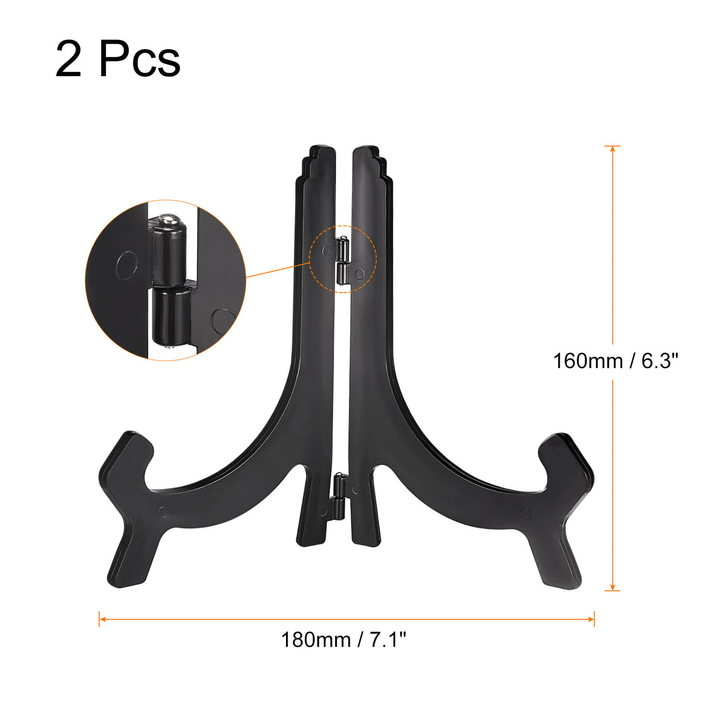 uxcell Uxcell 2pcs 6.3" Easel Plate Holder, Plastic Folding Display Stand Black for Decorative Picture Frame