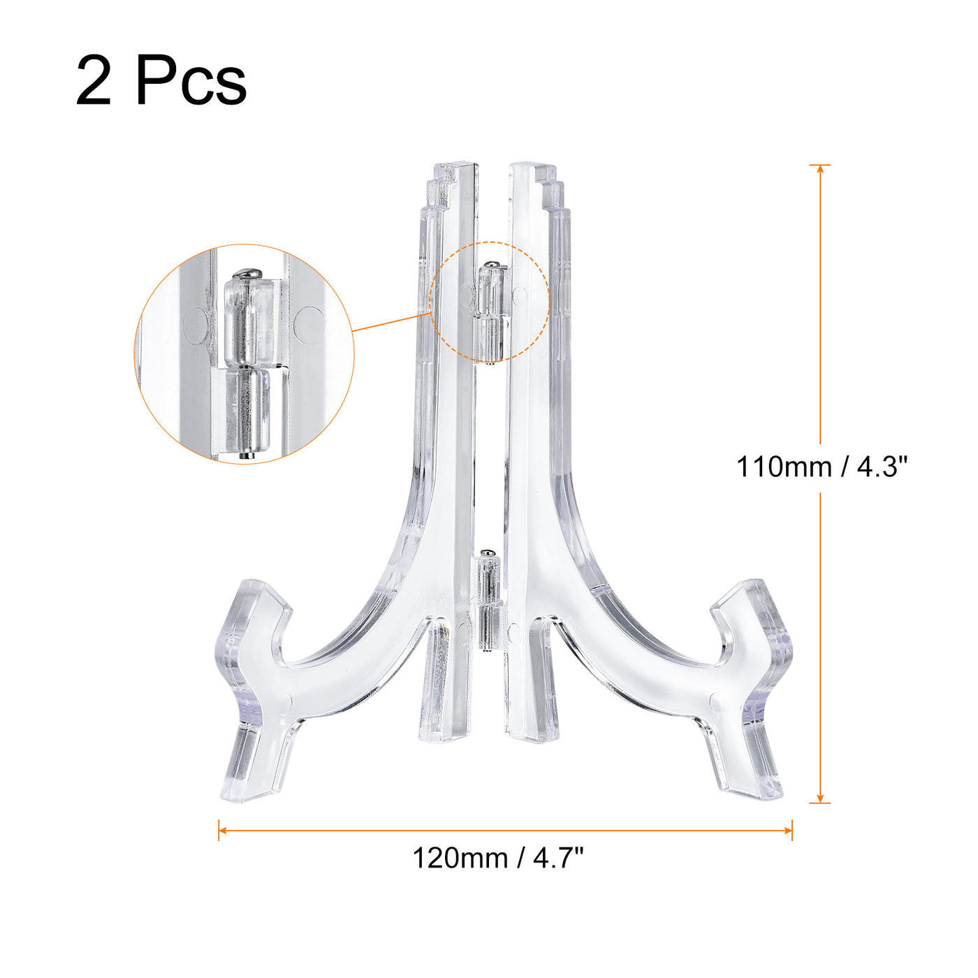 uxcell Uxcell 2pcs 4.3" Easel Plate Holder, Plastic Folding Display Stand Clear for Decorative Picture Frame