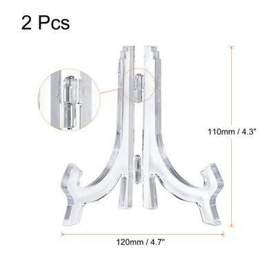 Harfington Uxcell 2pcs 4.3" Easel Plate Holder, Plastic Folding Display Stand Clear for Decorative Picture Frame