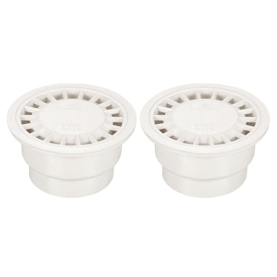 Harfington Duct Pipe Connector Flange 78mm OD, 2 Pack PVC Straight Insert Floor Grid Cover Strainer for Kitchen Bathroom, White