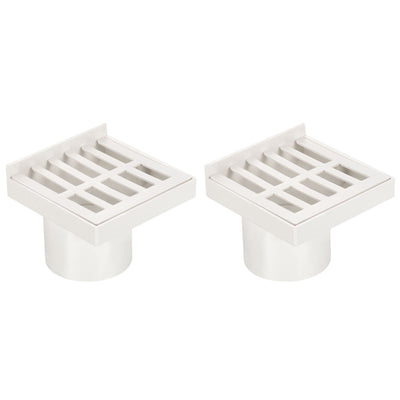 Harfington Duct Pipe Connector Flange 45mm ID, 2 Pack PVC Straight Insert Floor Side Outlet Drain Grid Cover Strainer for Balcony Wall, White
