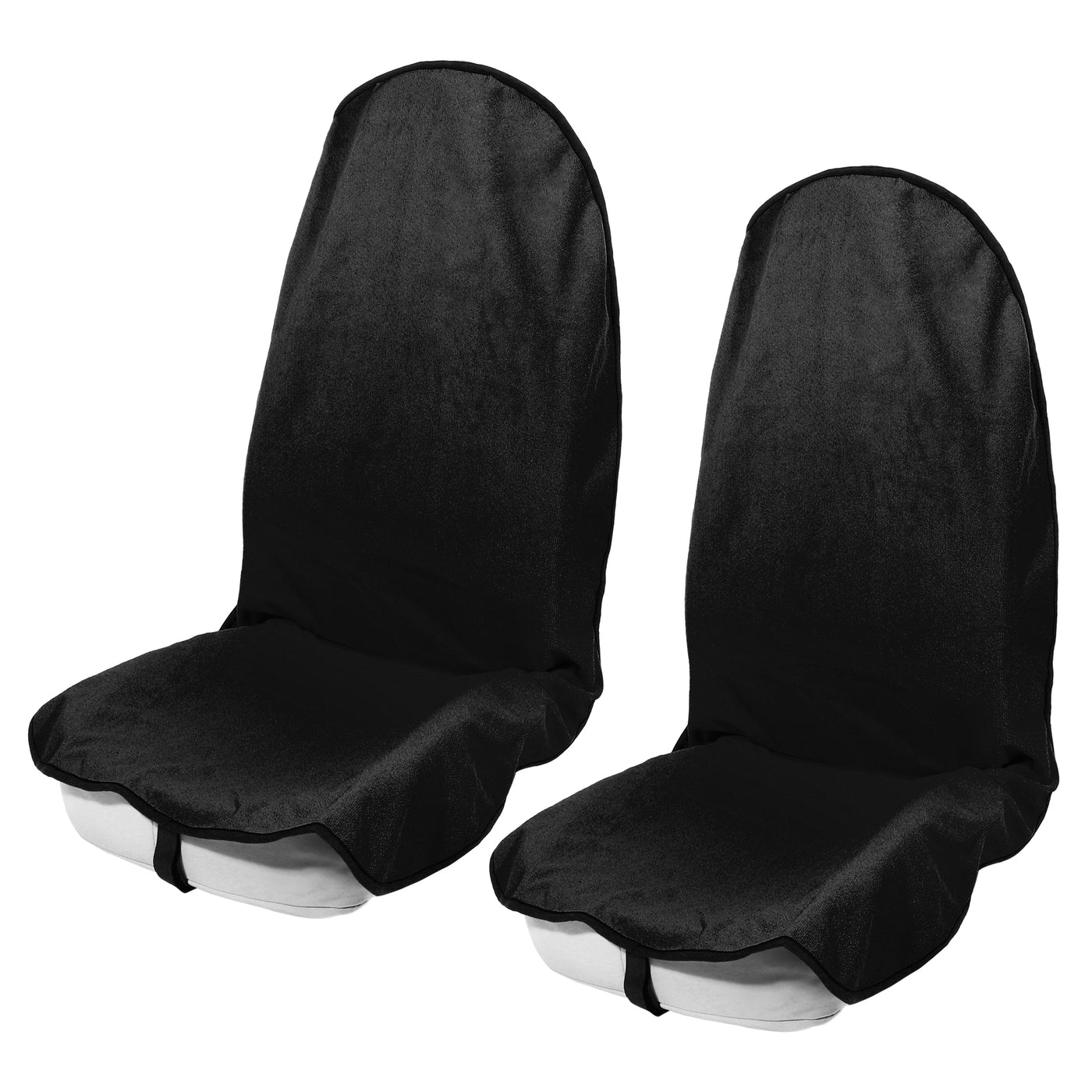 X AUTOHAUX 2pcs Black Universal Car Seat Cover Anti-Slip Towel Seat Protector Pad for Car Trucks SUV