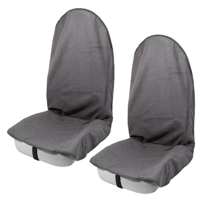 Harfington 2pcs Gray Universal Car Seat Cover Anti-Slip Towel Seat Protector Pad for Car Trucks SUV