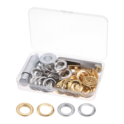 Harfington Uxcell 2 Colors Grommet Kit 50 Set 20mmx33mm Dia Copper Grommets Eyelets with 3 Tools