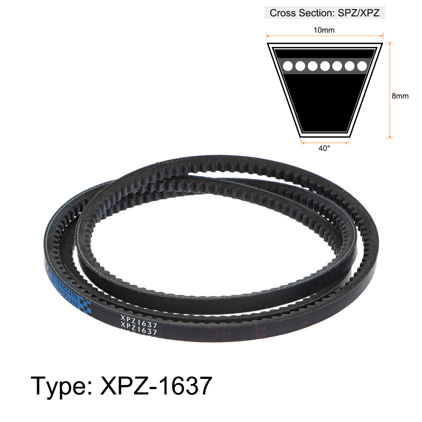 Harfington XPZ1637 V-Belts Drive Belt 1637mm Pitch Length Rubber for Power Transmission