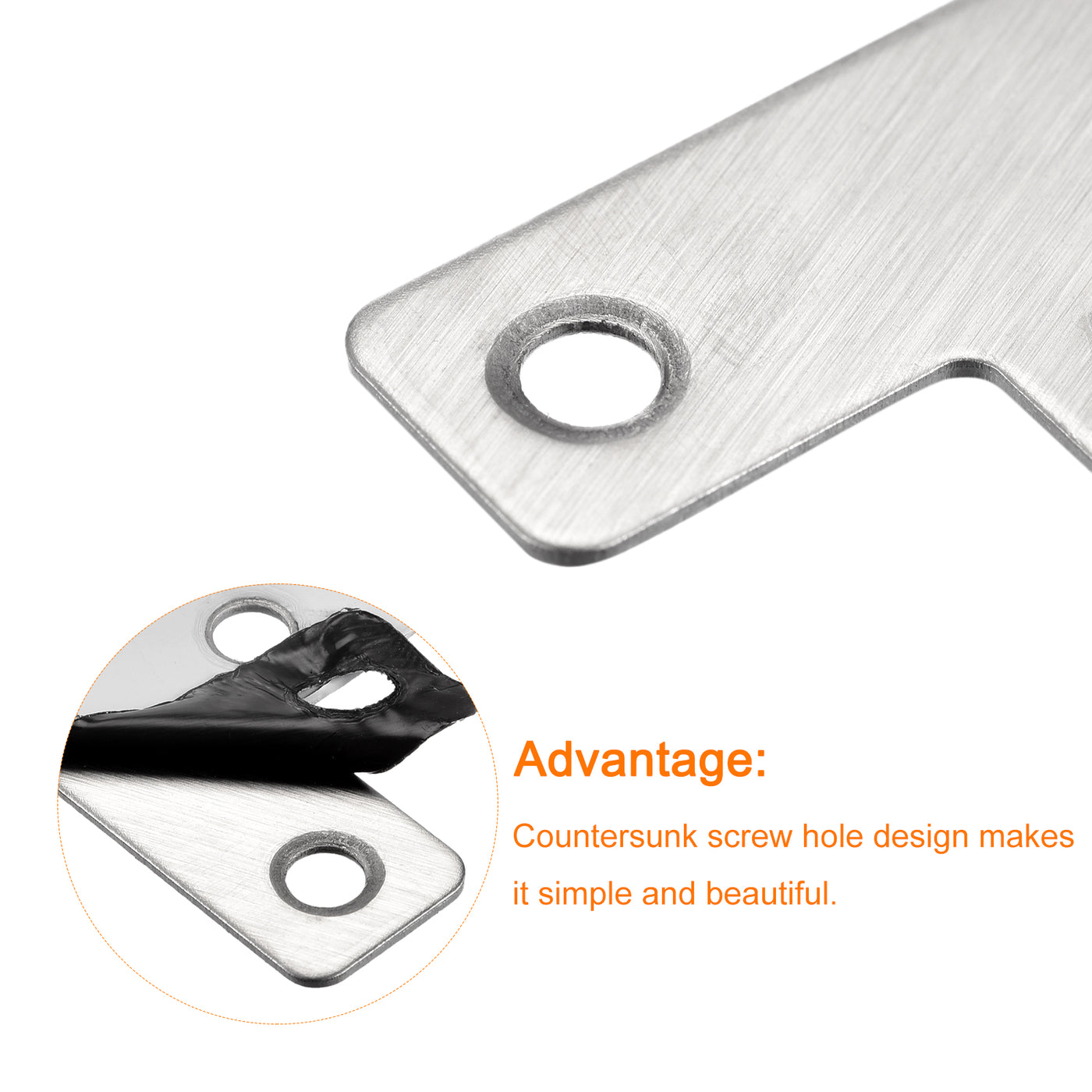 Harfington T Shape Bracket, 50x50x1mm Stainless Steel Mending Plates for Joint Fastener with Mounting Screws Silver Tone 16Pcs