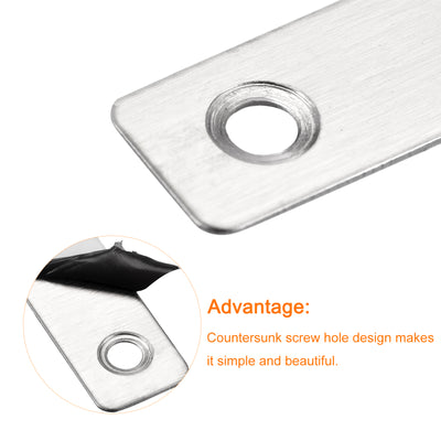 Harfington T Shape Bracket, 80x80x1mm Stainless Steel Mending Plates for Joint Fastener with Mounting Screws Silver Tone 16Pcs