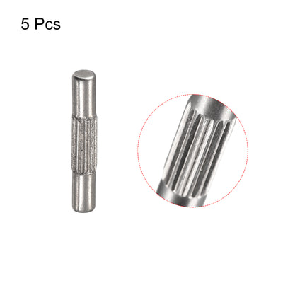 Harfington Uxcell 2x12mm 304 Stainless Steel Dowel Pins, 5Pcs Center Knurled Chamfered End Pin