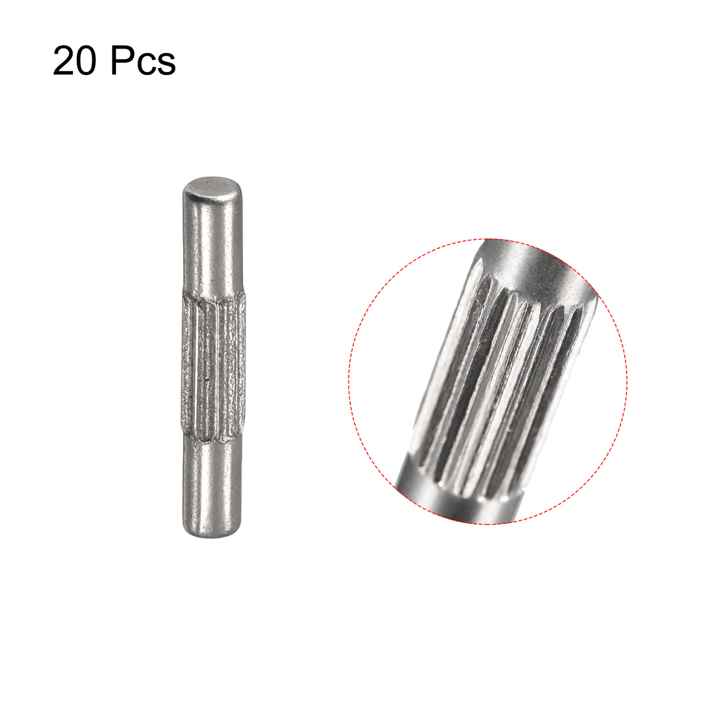 uxcell Uxcell 2x12mm 304 Stainless Steel Dowel Pins, 20Pcs Center Knurled Chamfered End Pin