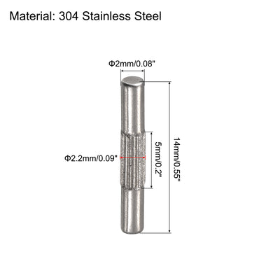 Harfington Uxcell 2x14mm 304 Stainless Steel Dowel Pins, 5Pcs Center Knurled Chamfered End Pin
