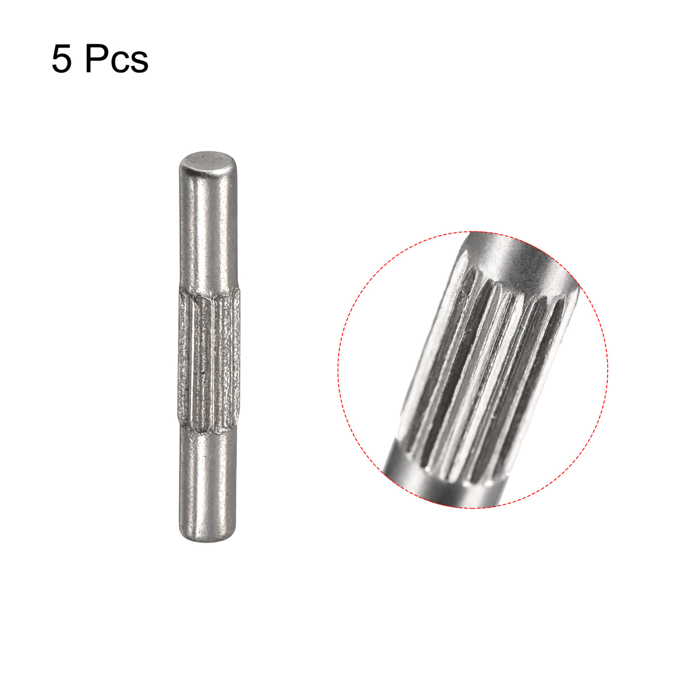 uxcell Uxcell 2x14mm 304 Stainless Steel Dowel Pins, 5Pcs Center Knurled Chamfered End Pin