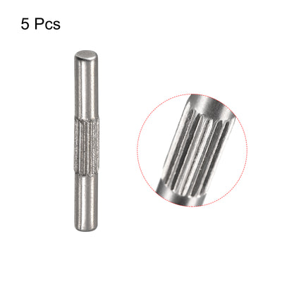 Harfington Uxcell 2x16mm 304 Stainless Steel Dowel Pins, 5Pcs Center Knurled Chamfered End Pin