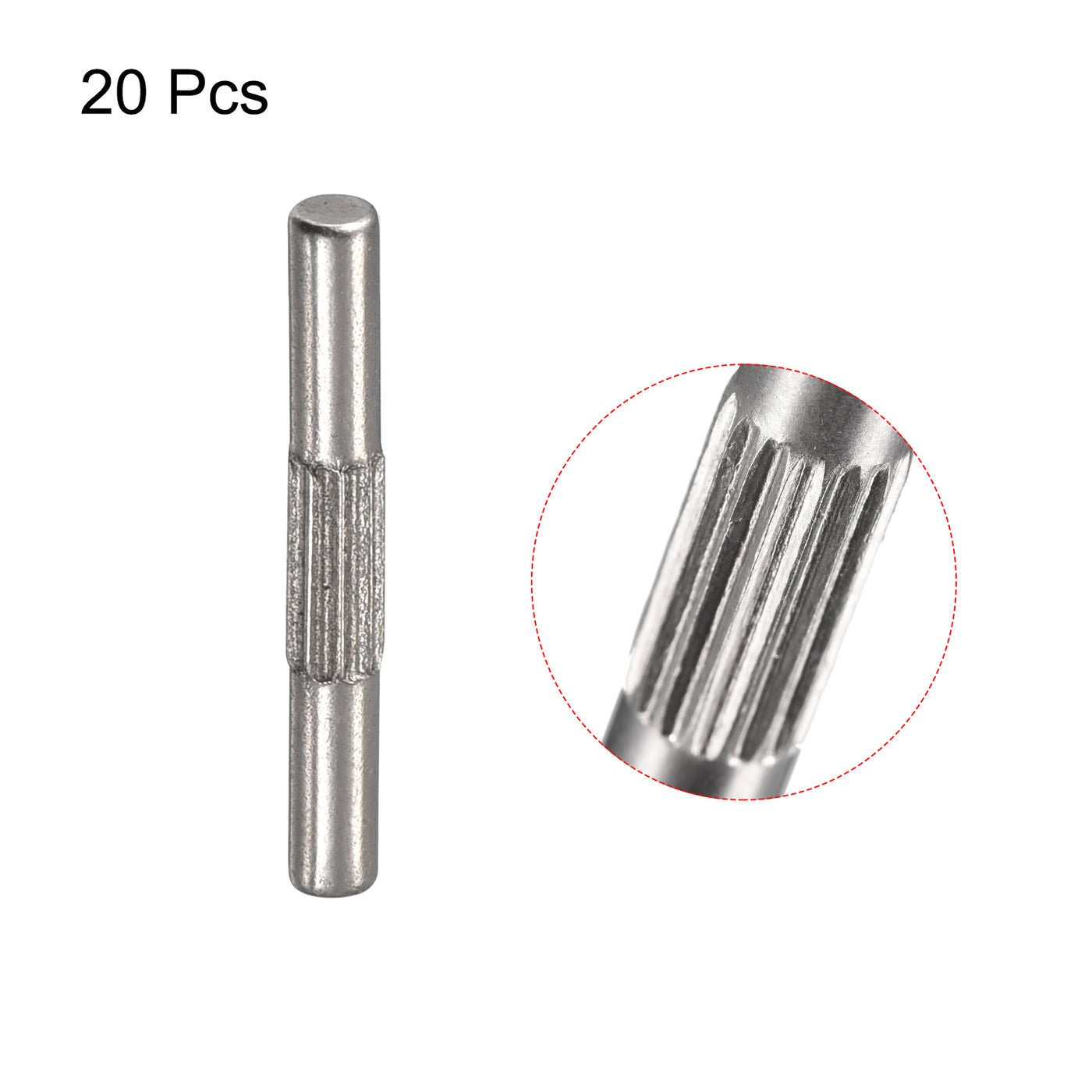 uxcell Uxcell 2x16mm 304 Stainless Steel Dowel Pins, 20Pcs Center Knurled Chamfered End Pin
