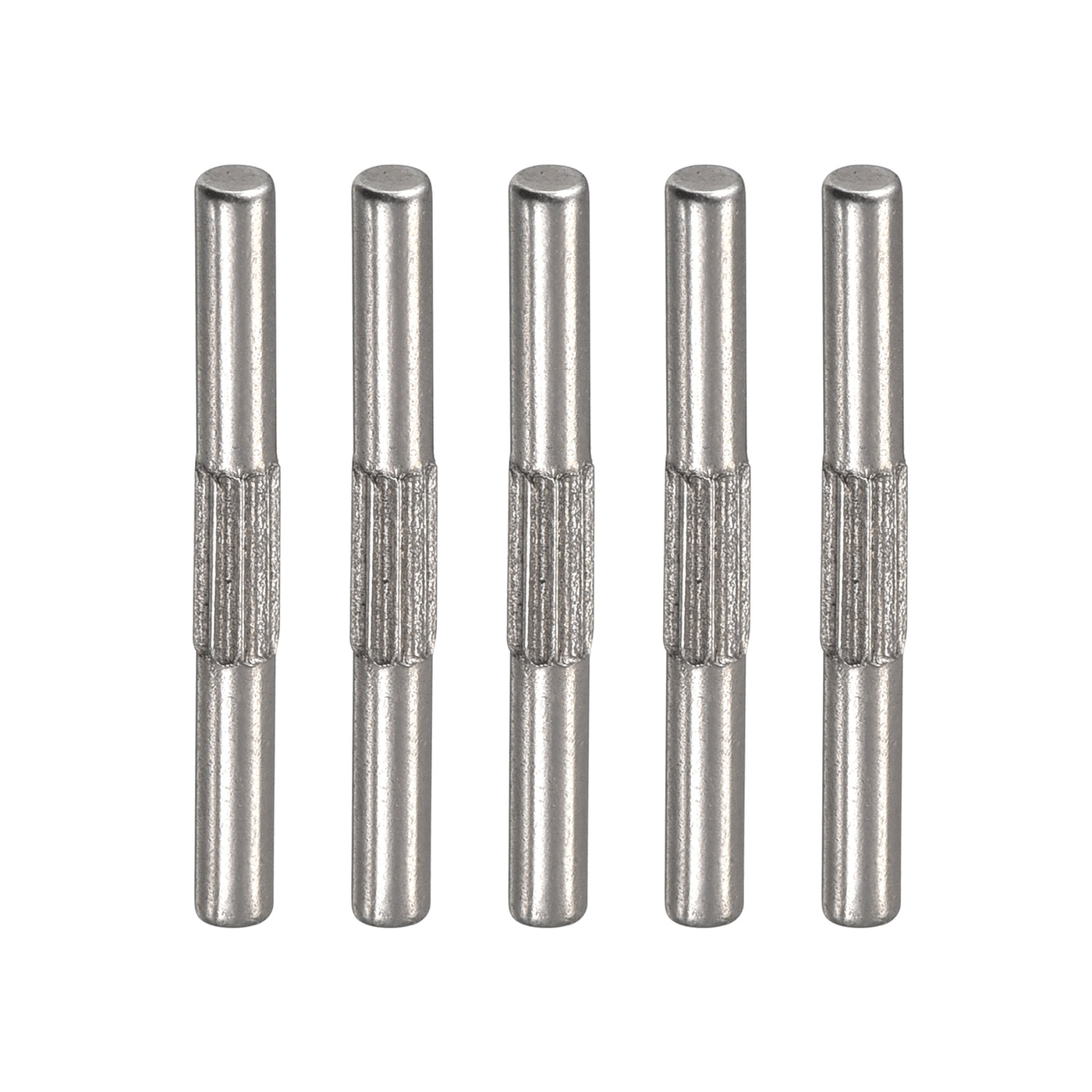 uxcell Uxcell 2x20mm 304 Stainless Steel Dowel Pins, 5Pcs Center Knurled Chamfered End Pin