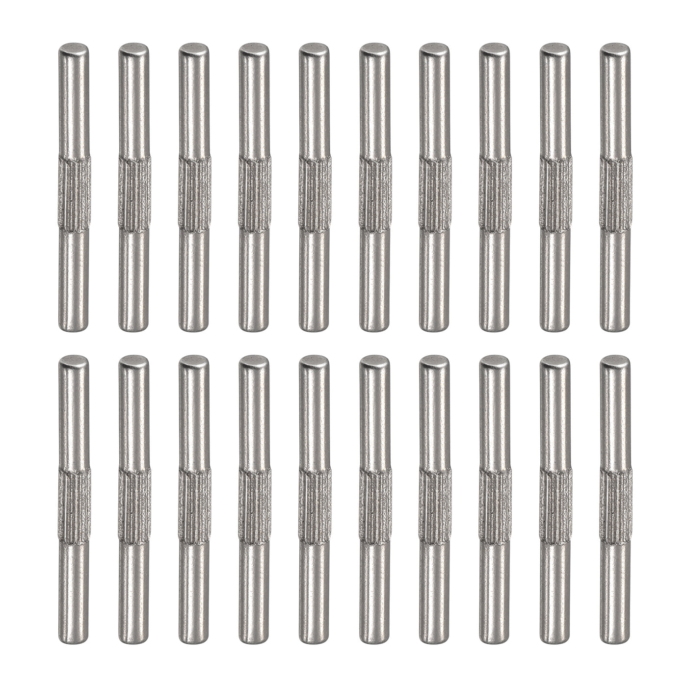 uxcell Uxcell 2x20mm 304 Stainless Steel Dowel Pins, 20Pcs Center Knurled Chamfered End Pin