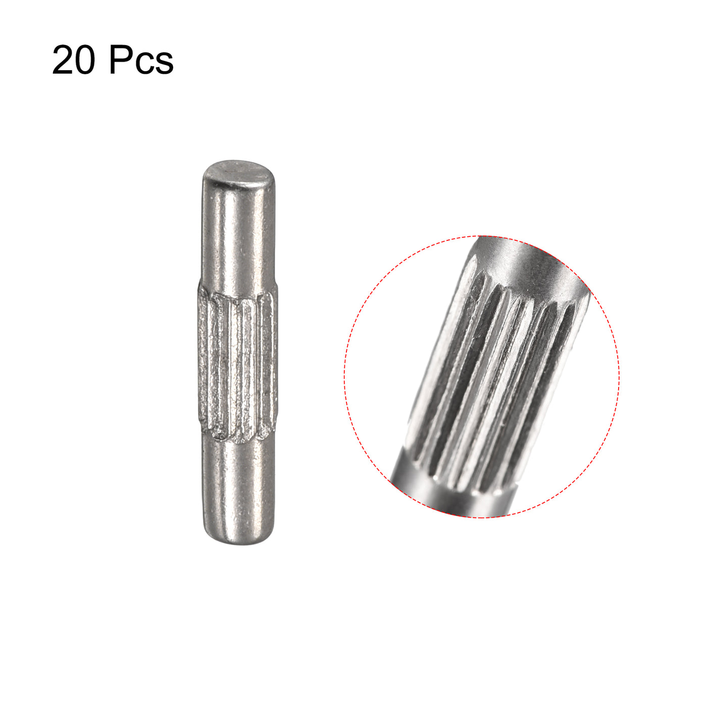 uxcell Uxcell 2.5x12mm 304 Stainless Steel Dowel Pins, 20Pcs Center Knurled Chamfered End Pin