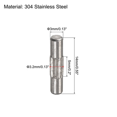 Harfington Uxcell 3x14mm 304 Stainless Steel Dowel Pins, 5Pcs Center Knurled Chamfered End Pin