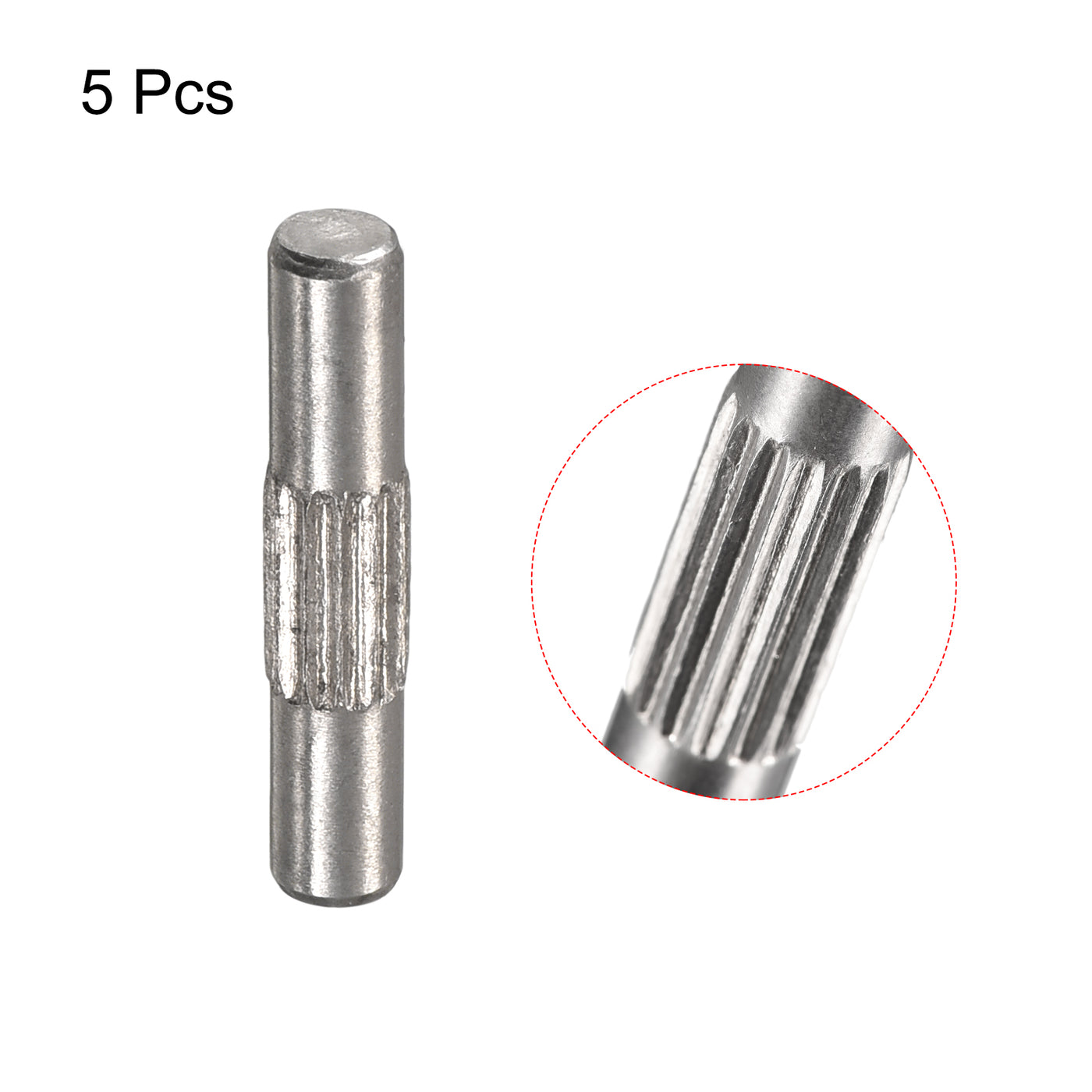 uxcell Uxcell 3x16mm 304 Stainless Steel Dowel Pins, 5Pcs Center Knurled Chamfered End Pin