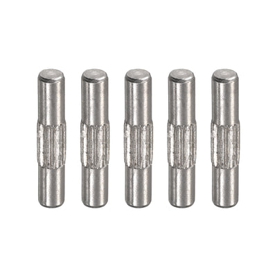 Harfington Uxcell 3x16mm 304 Stainless Steel Dowel Pins, 5Pcs Center Knurled Chamfered End Pin