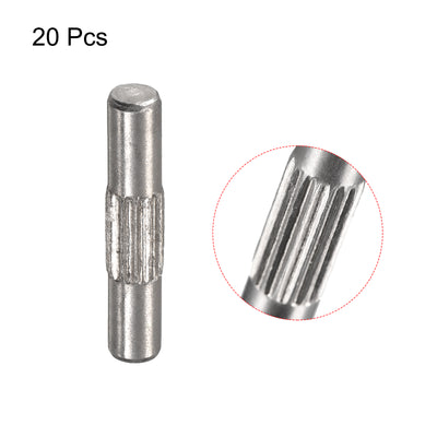 Harfington Uxcell 3x16mm 304 Stainless Steel Dowel Pins, 20Pcs Center Knurled Chamfered End Pin