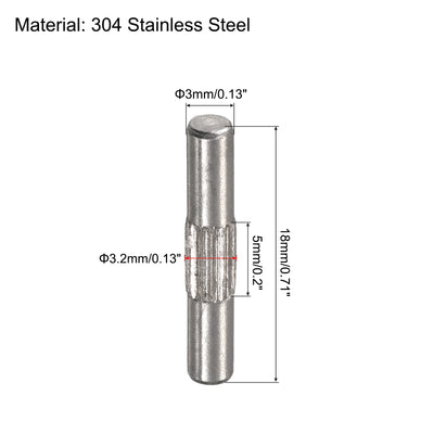 Harfington Uxcell 3x18mm 304 Stainless Steel Dowel Pins, 5Pcs Center Knurled Chamfered End Pin