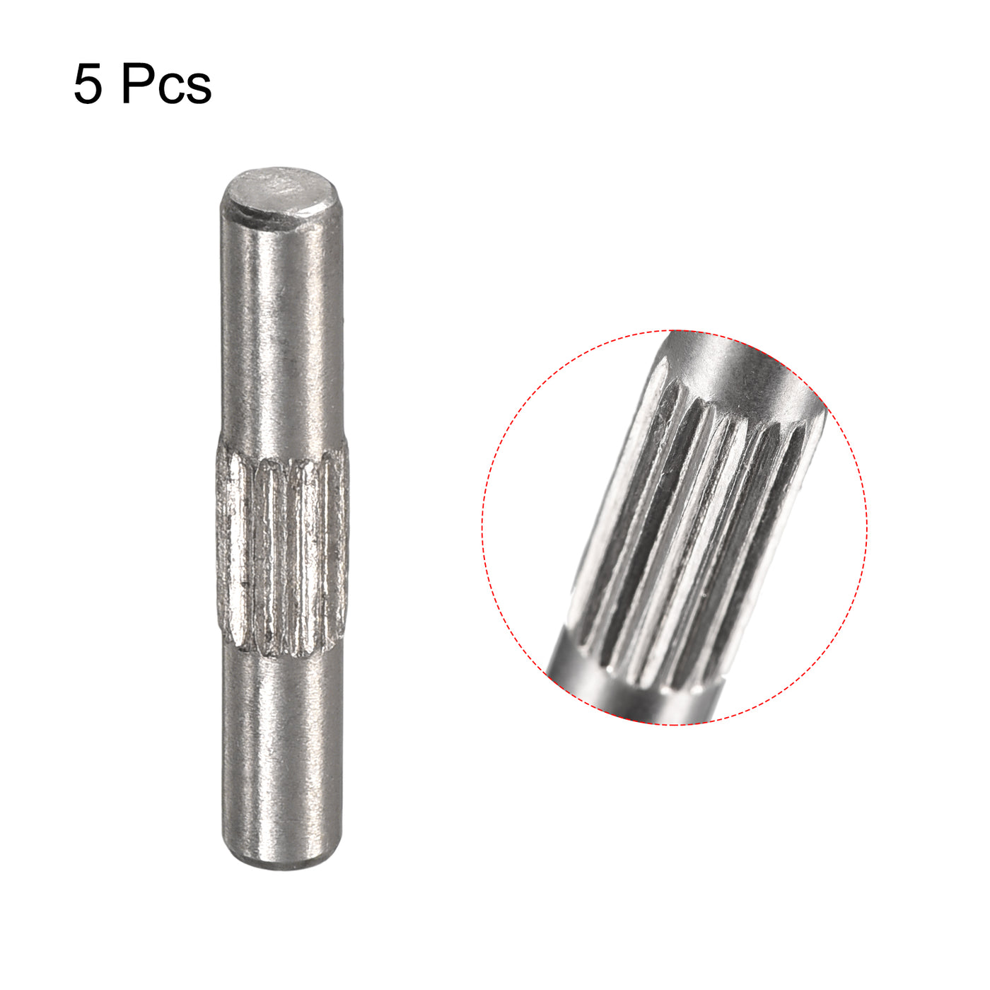uxcell Uxcell 3x18mm 304 Stainless Steel Dowel Pins, 5Pcs Center Knurled Chamfered End Pin