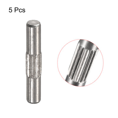 Harfington Uxcell 3x18mm 304 Stainless Steel Dowel Pins, 5Pcs Center Knurled Chamfered End Pin