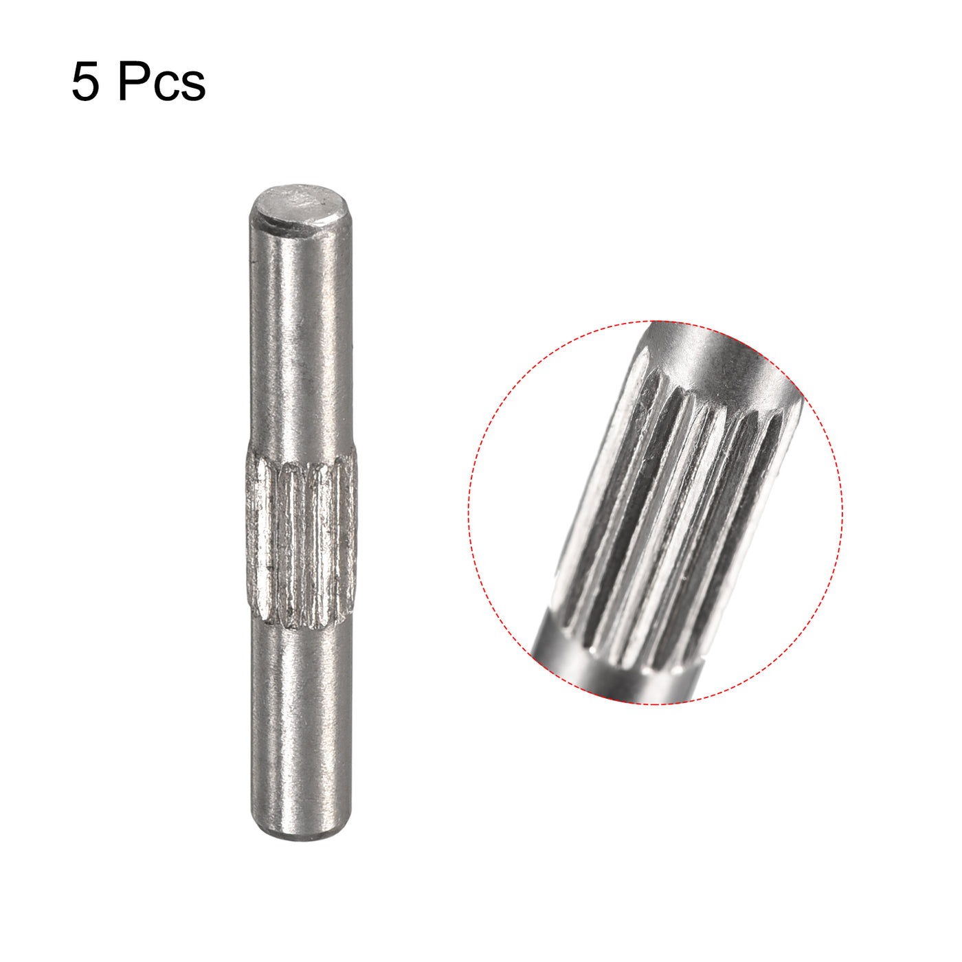 uxcell Uxcell 3x20mm 304 Stainless Steel Dowel Pins, 5Pcs Center Knurled Chamfered End Pin