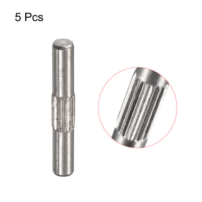 Harfington Uxcell 3x20mm 304 Stainless Steel Dowel Pins, 5Pcs Center Knurled Chamfered End Pin