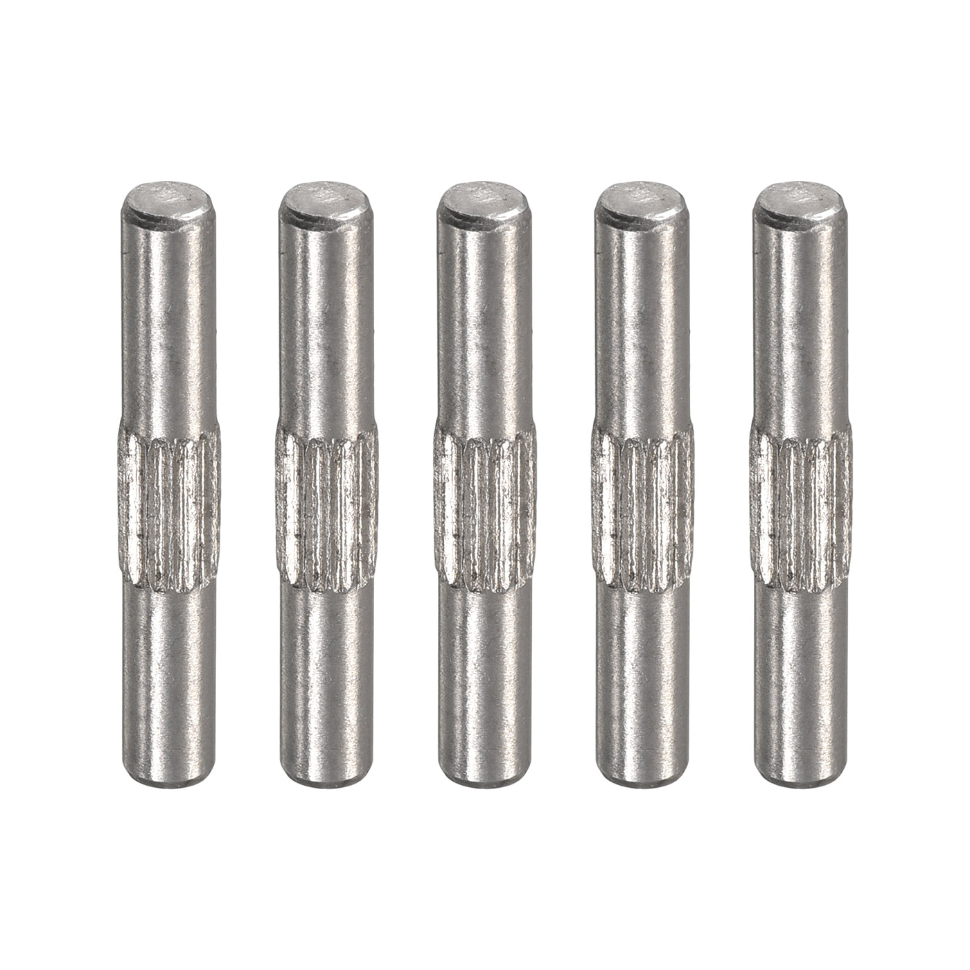 uxcell Uxcell 3x20mm 304 Stainless Steel Dowel Pins, 5Pcs Center Knurled Chamfered End Pin